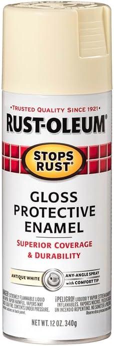 image:imageRustOleum 7798830 Stops Rust Spray Paint 12 oz SemiGloss BlackGloss Antique White