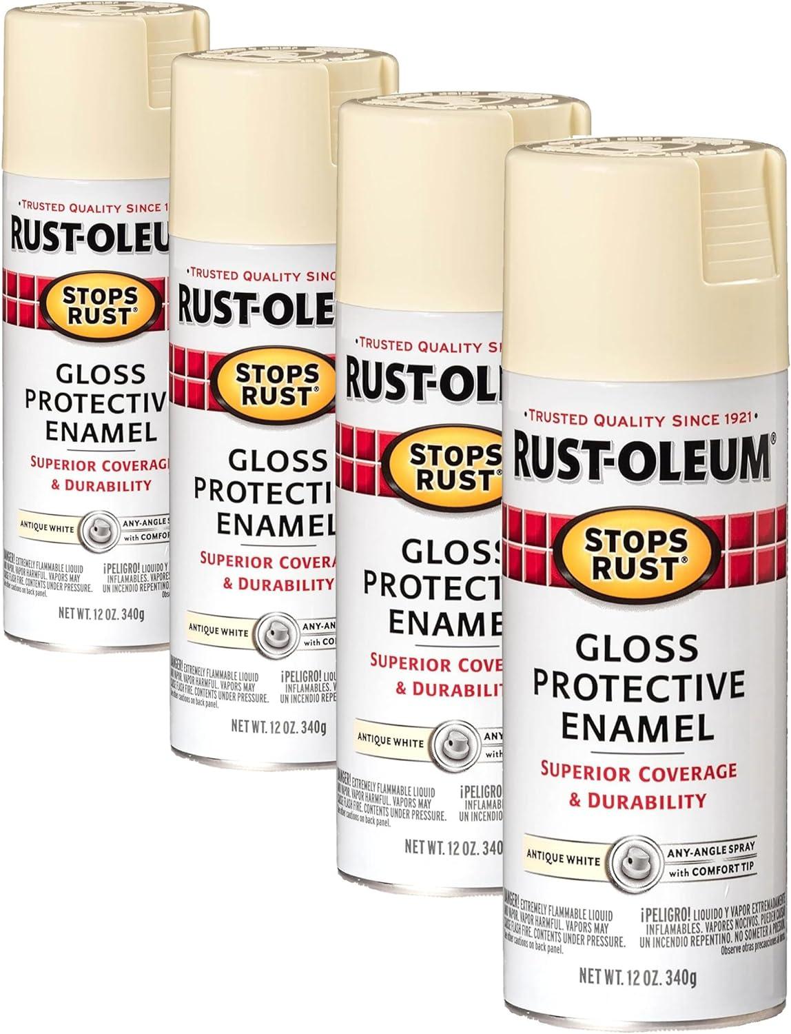 image:imageRustOleum 7798830 Stops Rust Spray Paint 12 oz SemiGloss BlackGloss Antique White