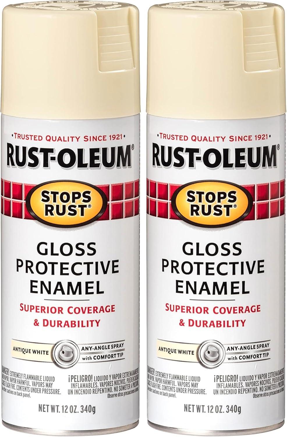 image:imageRustOleum 7798830 Stops Rust Spray Paint 12 oz SemiGloss BlackGloss Antique White