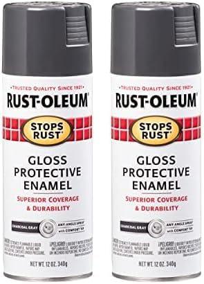 image:imageRustOleum 7798830 Stops Rust Spray Paint 12 oz SemiGloss BlackGloss Charcoal Gray