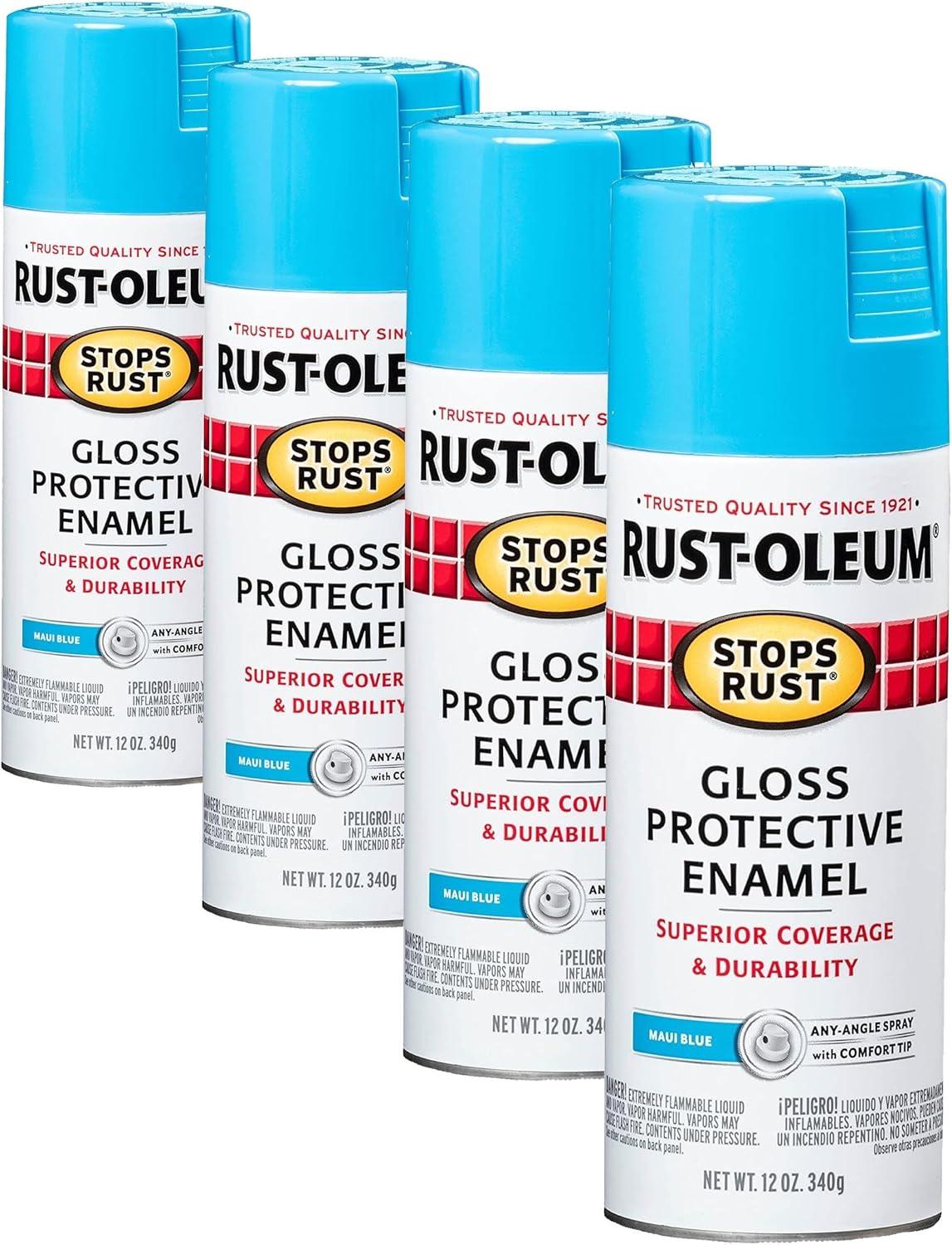 image:imageRustOleum 7798830 Stops Rust Spray Paint 12 oz SemiGloss BlackGloss Maui Blue
