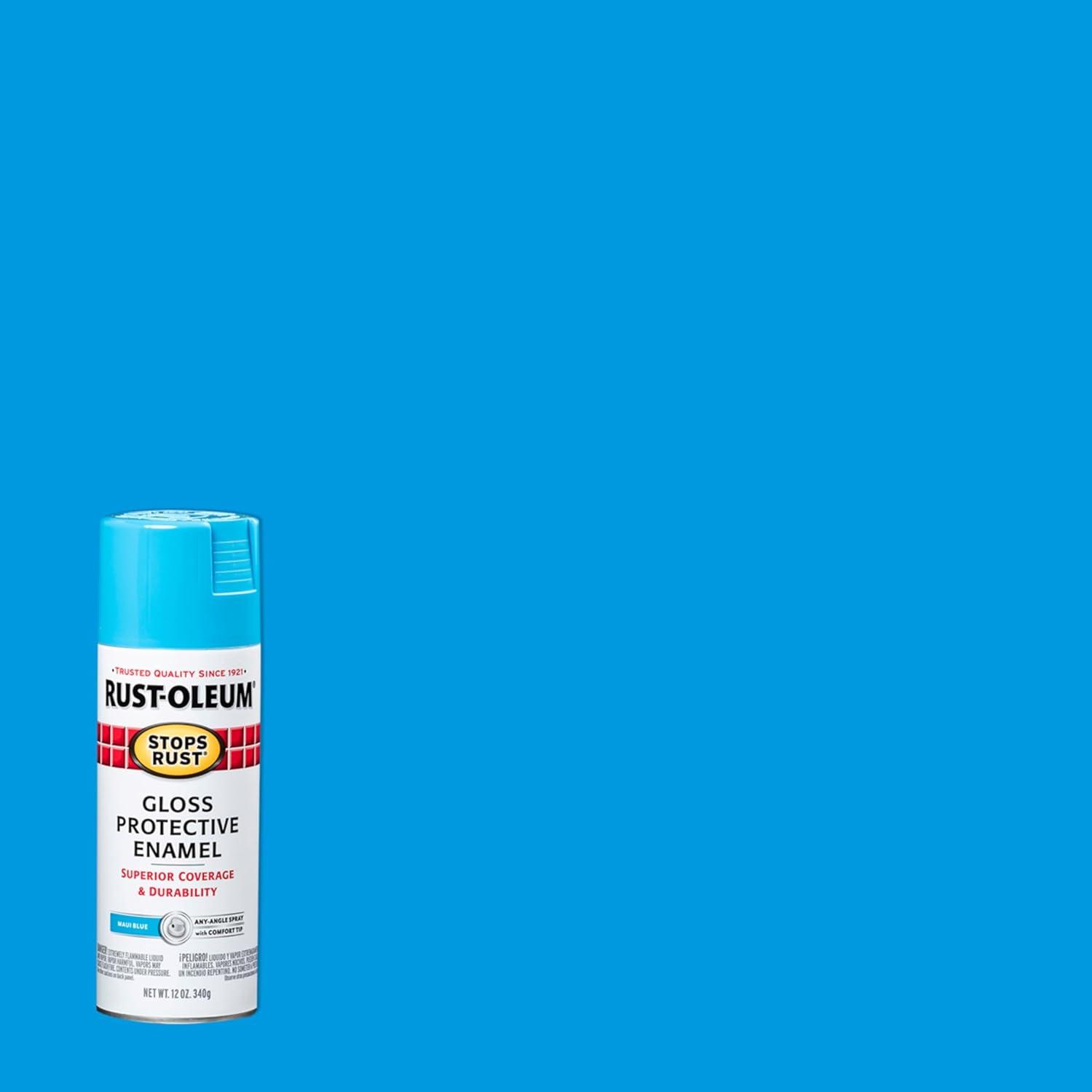 image:imageRustOleum 7798830 Stops Rust Spray Paint 12 oz SemiGloss BlackGloss Maui Blue