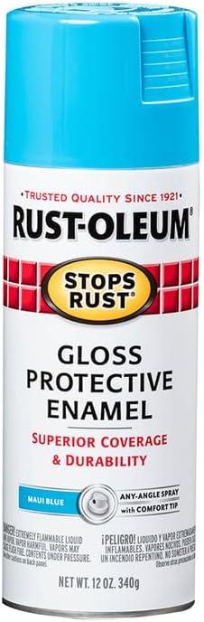 image:imageRustOleum 7798830 Stops Rust Spray Paint 12 oz SemiGloss BlackGloss Maui Blue