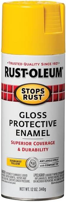 image:imageRustOleum 7798830 Stops Rust Spray Paint 12 oz SemiGloss BlackGloss Sunburst Yellow