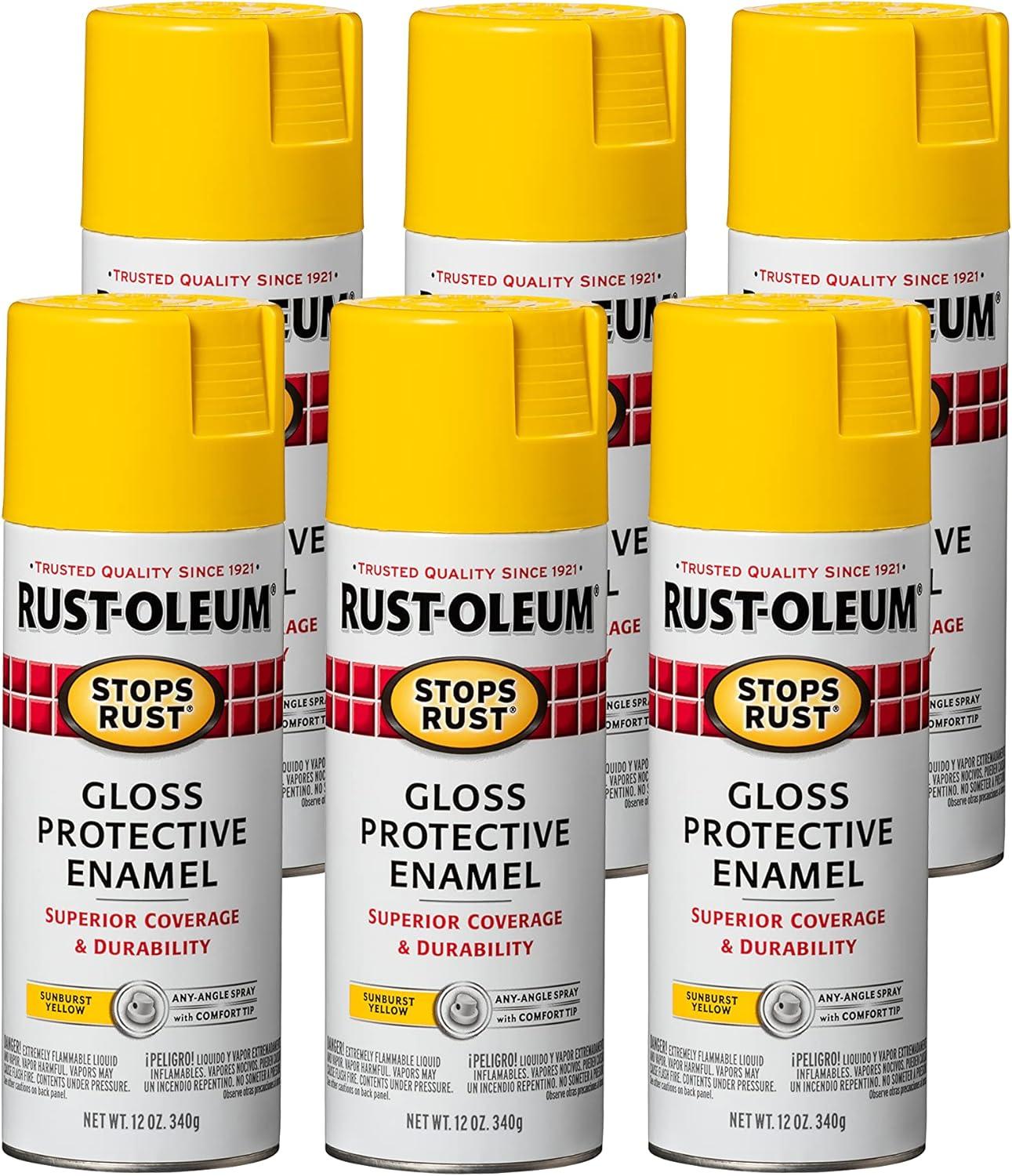 image:imageRustOleum 7798830 Stops Rust Spray Paint 12 oz SemiGloss BlackGloss Sunburst Yellow