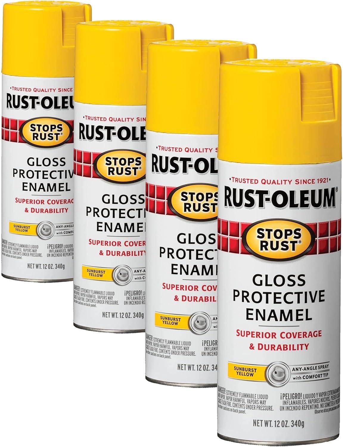 image:imageRustOleum 7798830 Stops Rust Spray Paint 12 oz SemiGloss BlackGloss Sunburst Yellow