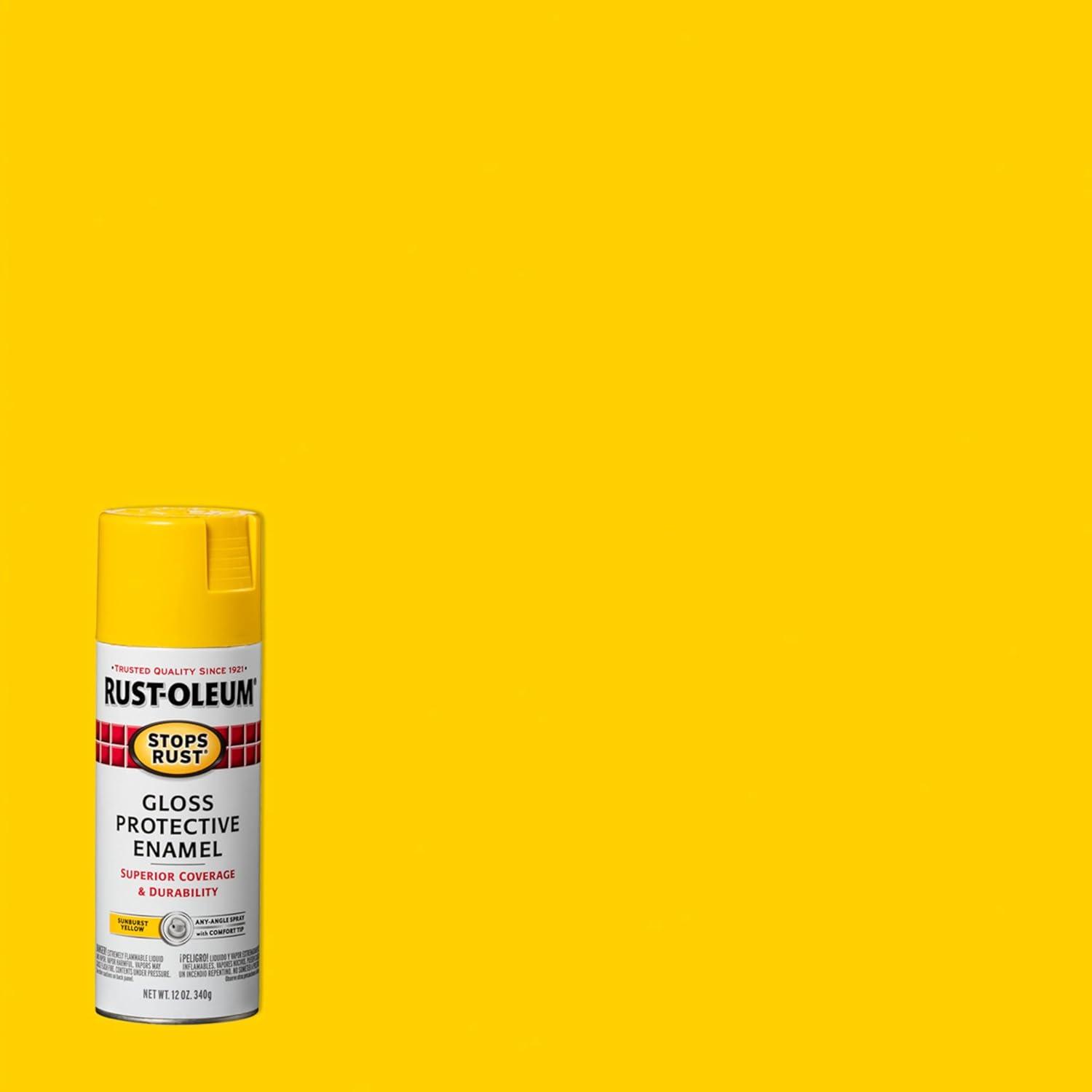 image:imageRustOleum 7798830 Stops Rust Spray Paint 12 oz SemiGloss BlackGloss Sunburst Yellow
