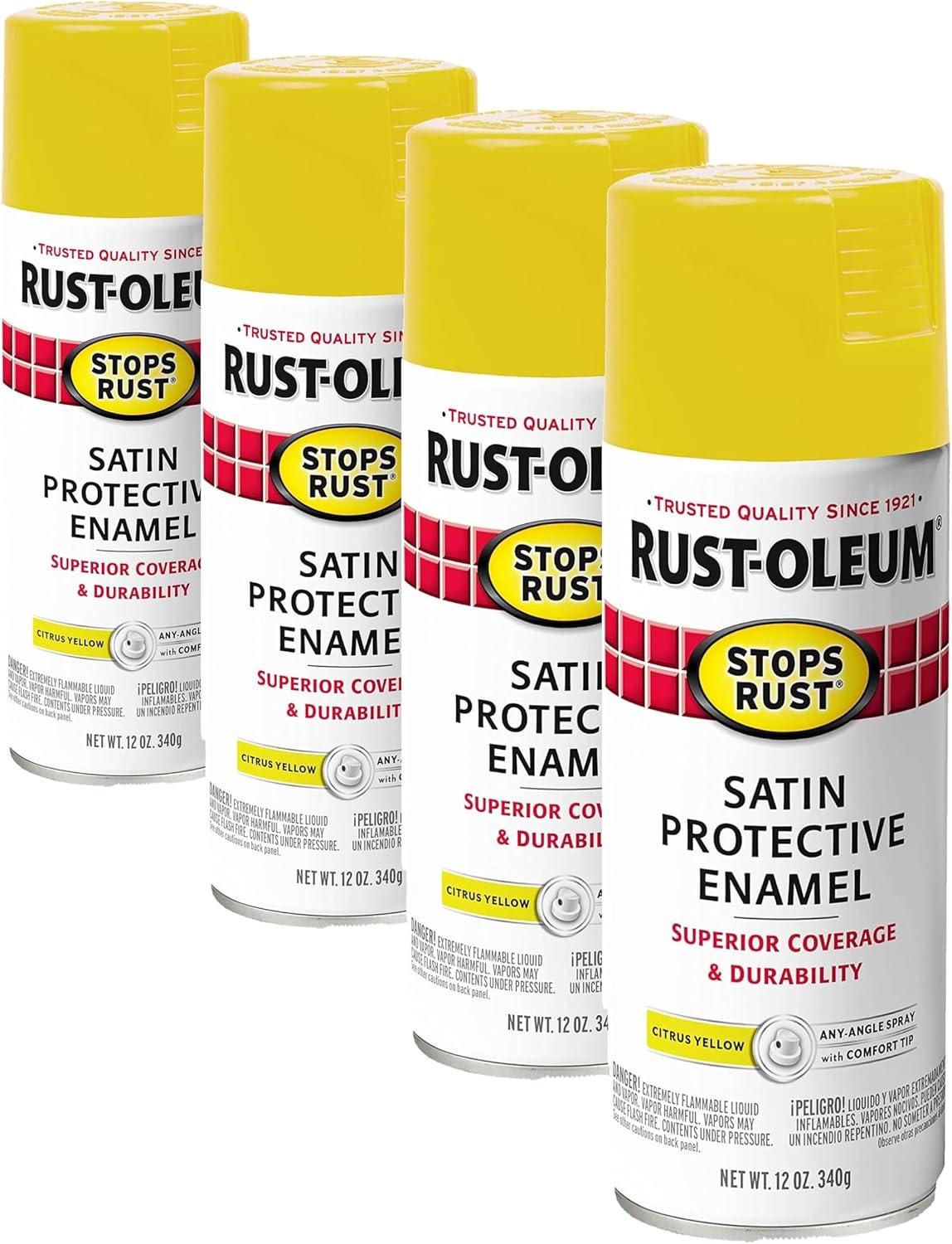 image:imageRustOleum 7798830 Stops Rust Spray Paint 12 oz SemiGloss BlackSatin Citrus Yellow
