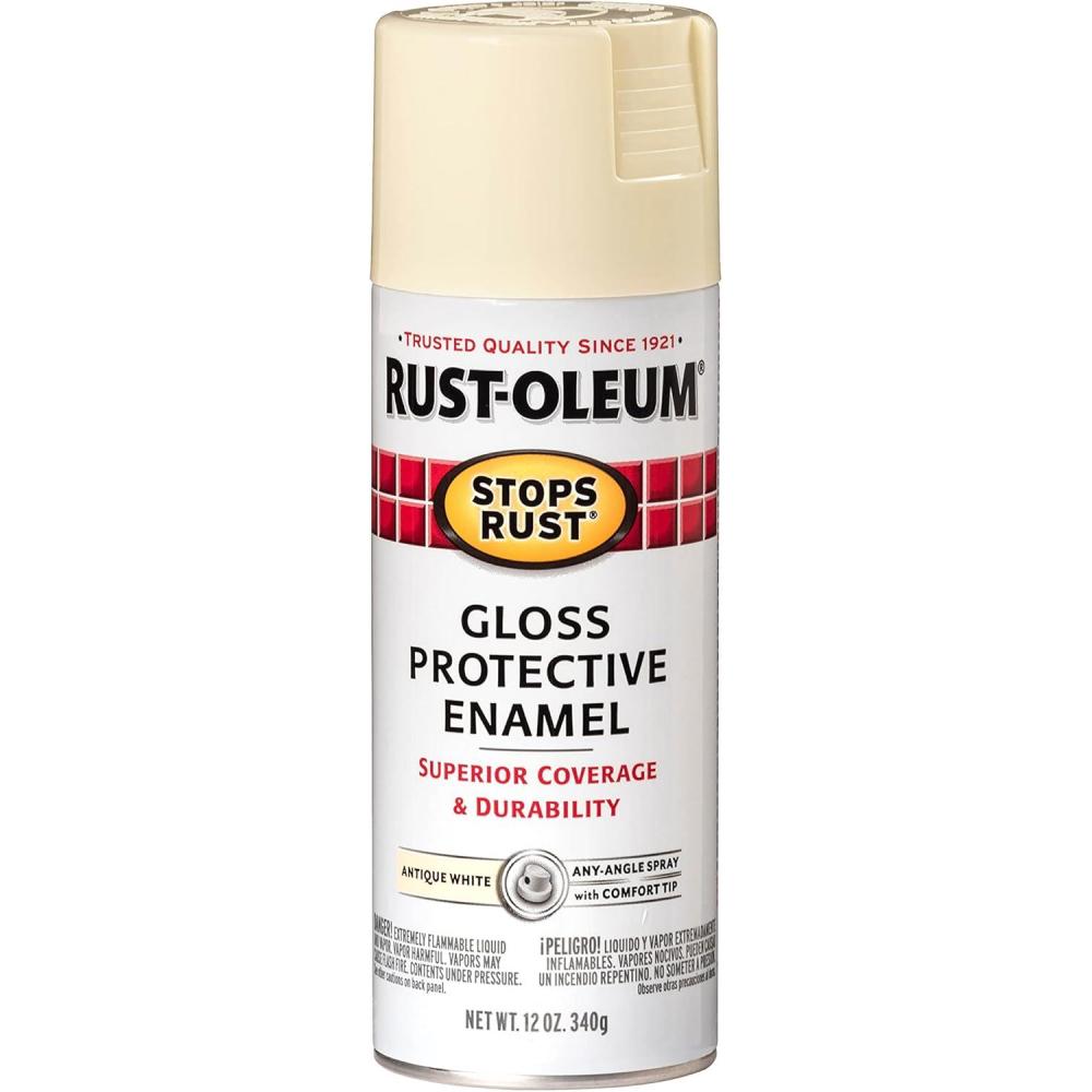 image:imageRustOleum 7798830 Stops Rust Spray Paint 12 oz SemiGloss BlackGloss Antique White