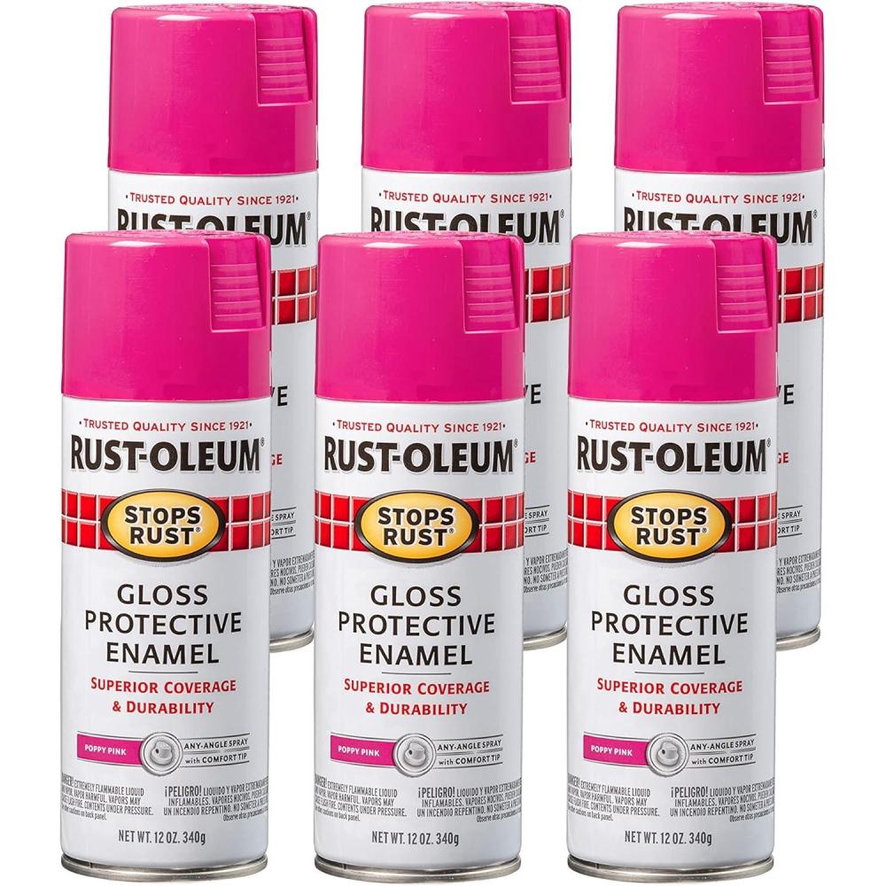 image:imageRustOleum 7798830 Stops Rust Spray Paint 12 oz SemiGloss BlackGloss Poppy Pink