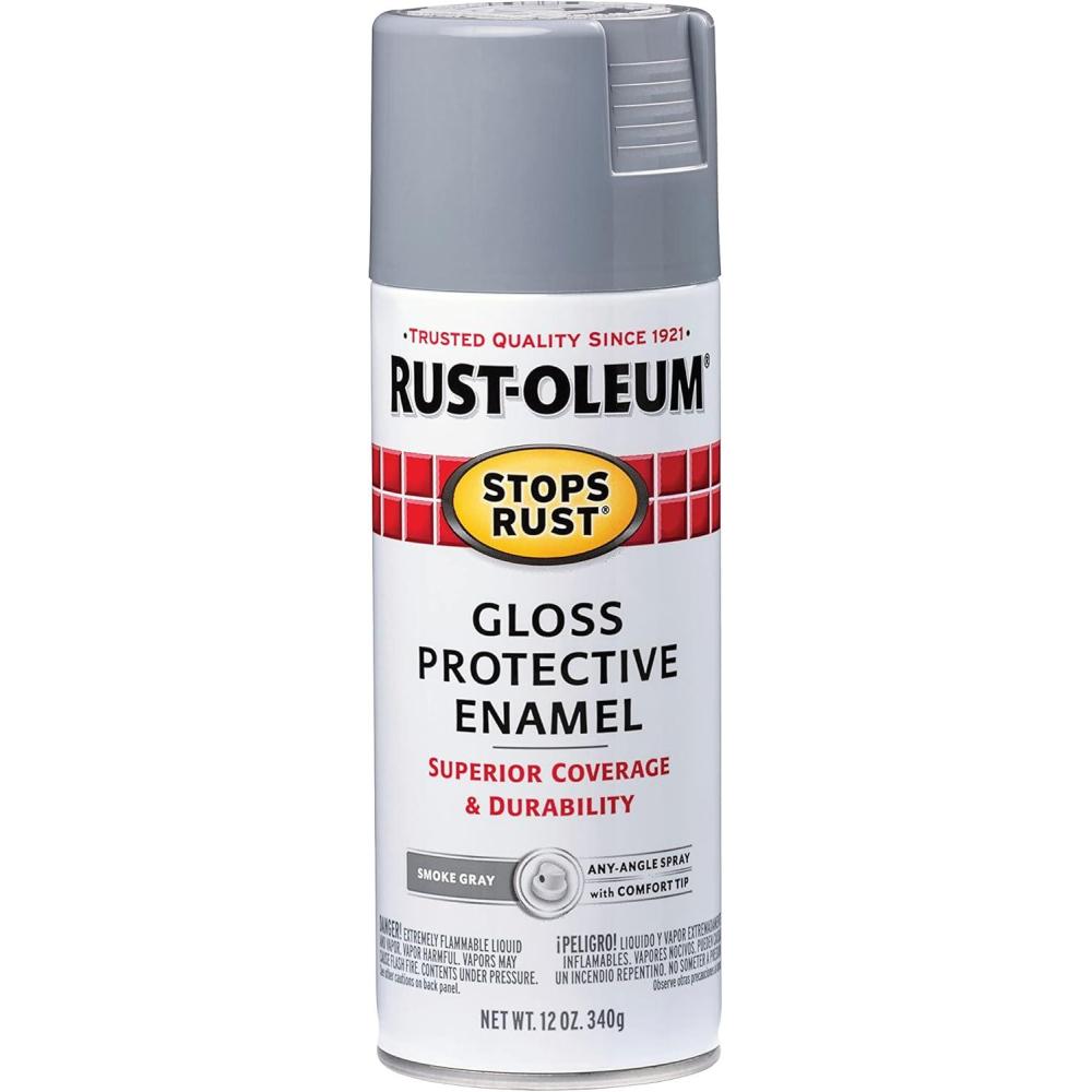 image:imageRustOleum 7798830 Stops Rust Spray Paint 12 oz SemiGloss BlackGloss Smoke Gray