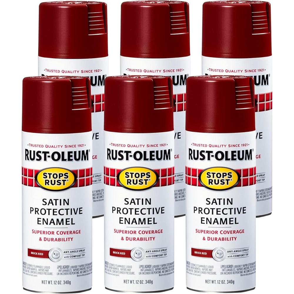 image:imageRustOleum 7798830 Stops Rust Spray Paint 12 oz SemiGloss BlackSatin Brick Red