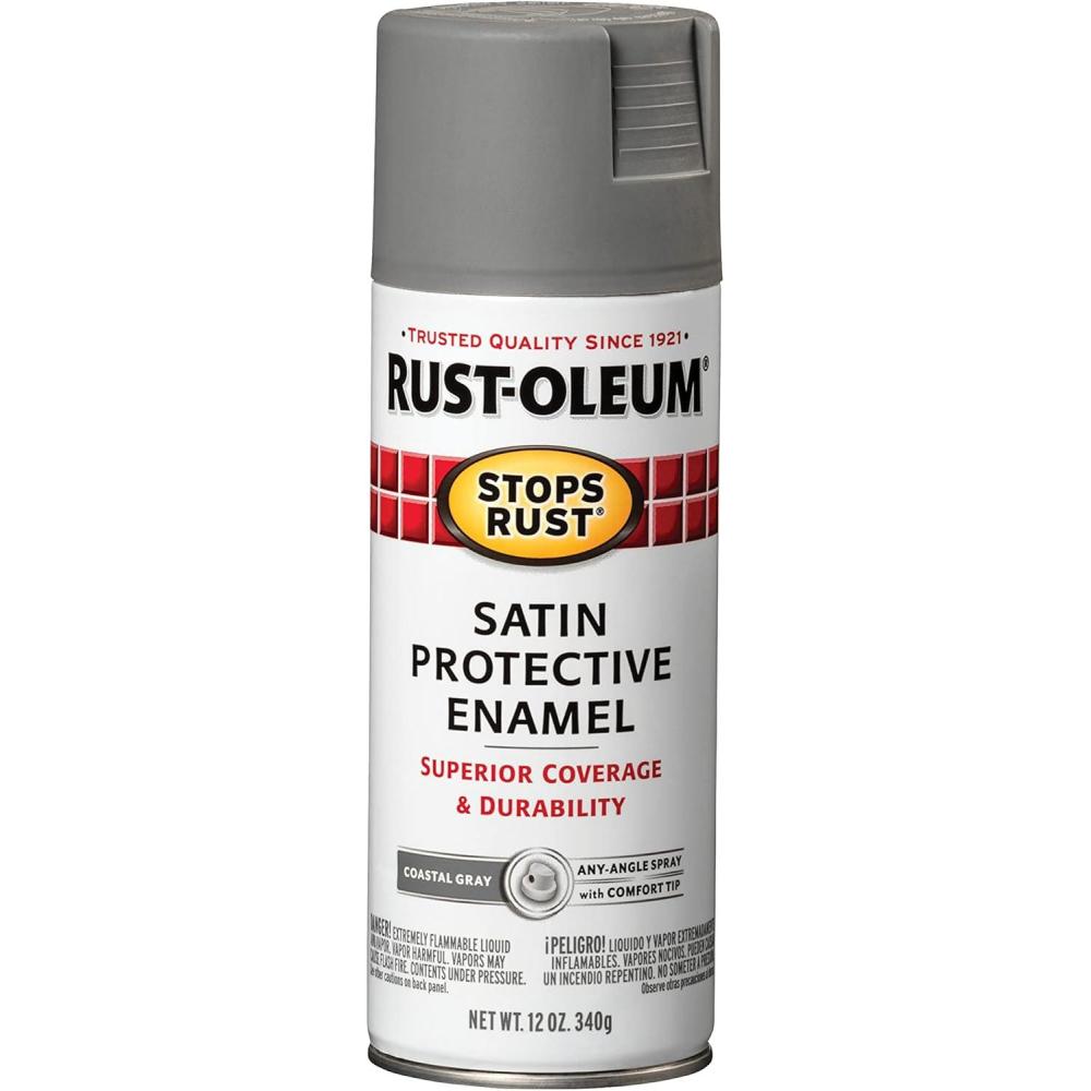 image:imageRustOleum 7798830 Stops Rust Spray Paint 12 oz SemiGloss BlackSatin Coastal Gray