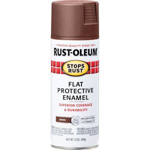 Rust-Oleum 7798830 Stops Rust Spray Paint, 12 oz, Semi-Gloss Black(Flat Brown)