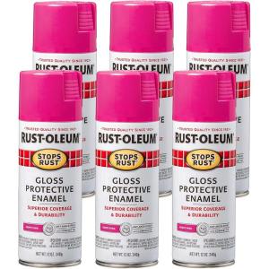 Rust-Oleum 7798830 Stops Rust Spray Paint, 12 oz, Semi-Gloss Black(Gloss Poppy Pink)