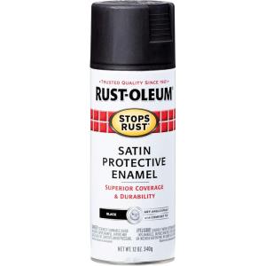 Rust-Oleum 7798830 Stops Rust Spray Paint, 12 oz, Semi-Gloss Black(Satin Black)