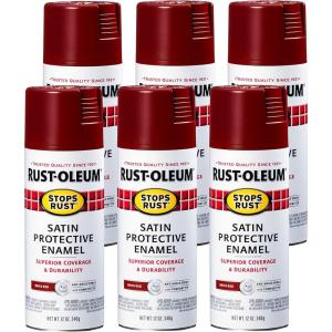 Rust-Oleum 7798830 Stops Rust Spray Paint, 12 oz, Semi-Gloss Black(Satin Brick Red)