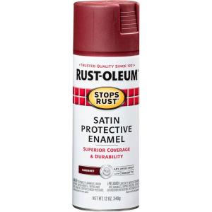 Rust-Oleum 7798830 Stops Rust Spray Paint, 12 oz, Semi-Gloss Black(Satin Cabernet)