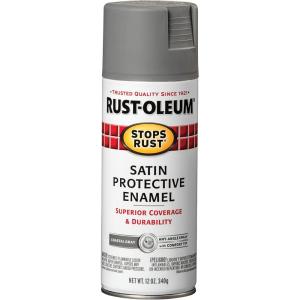 Rust-Oleum 7798830 Stops Rust Spray Paint, 12 oz, Semi-Gloss Black(Satin Coastal Gray)