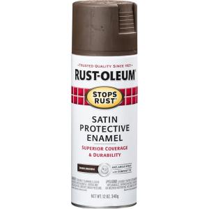 Rust-Oleum 7798830 Stops Rust Spray Paint, 12 oz, Semi-Gloss Black(Satin Dark Brown)