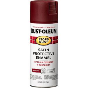 Rust-Oleum 7798830 Stops Rust Spray Paint, 12 oz, Semi-Gloss Black(Satin Heritage Red)
