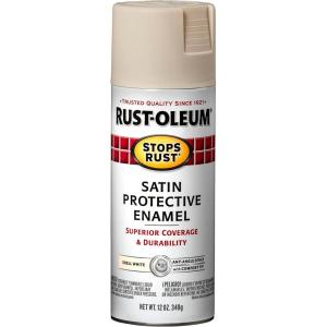 Rust-Oleum 7798830 Stops Rust Spray Paint, 12 oz, Semi-Gloss Black(Satin Shell White)