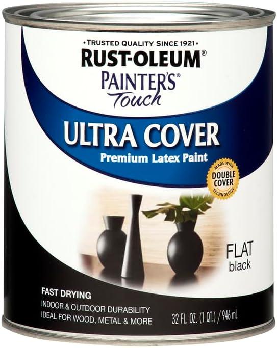 image:imageRustOleum 267334 Painters Touch Latex Paint Quart Satin Hunt Club Green 1 Quarts Pack of 1Flat Black