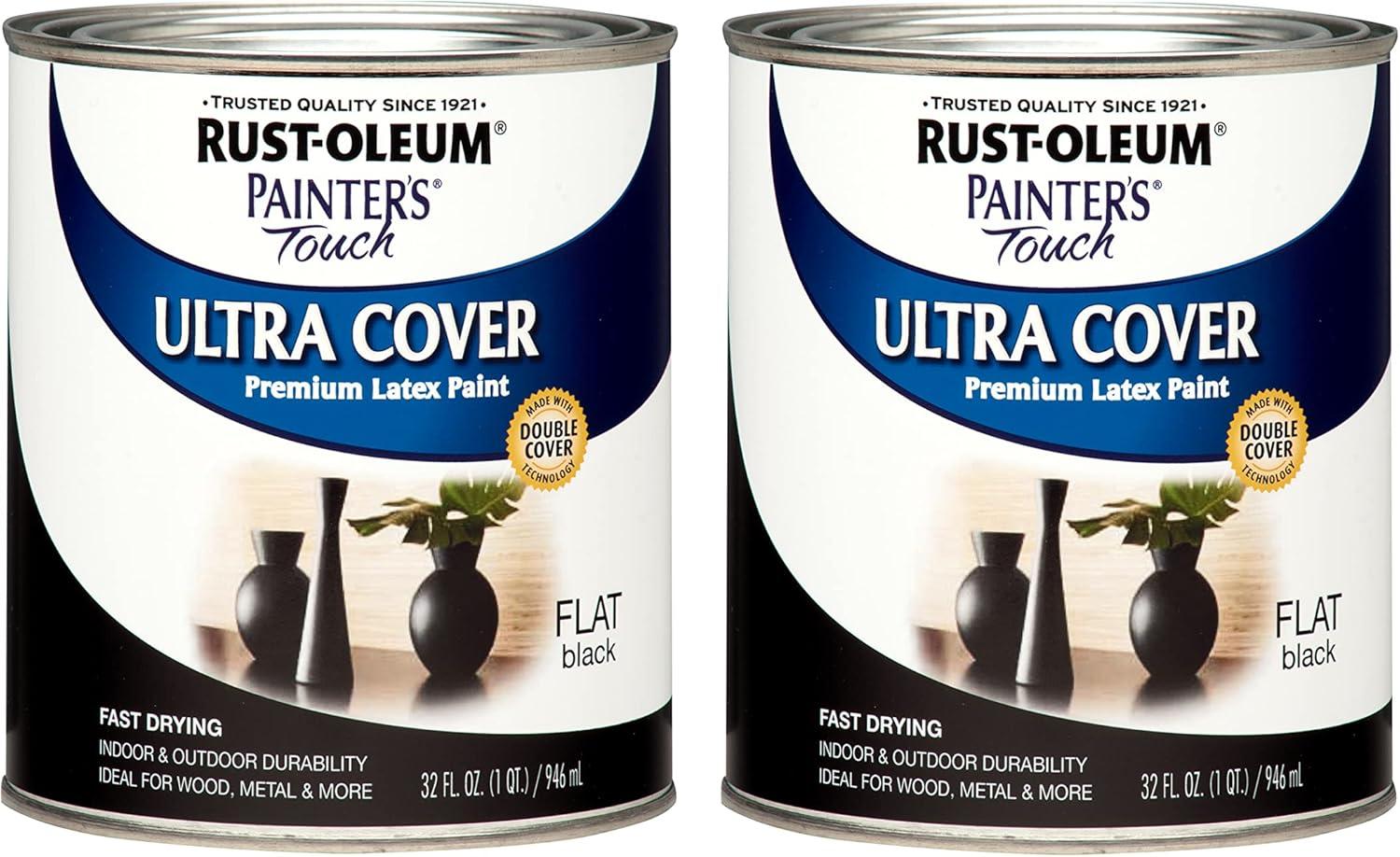 image:imageRustOleum 267334 Painters Touch Latex Paint Quart Satin Hunt Club Green 1 Quarts Pack of 1Flat Black