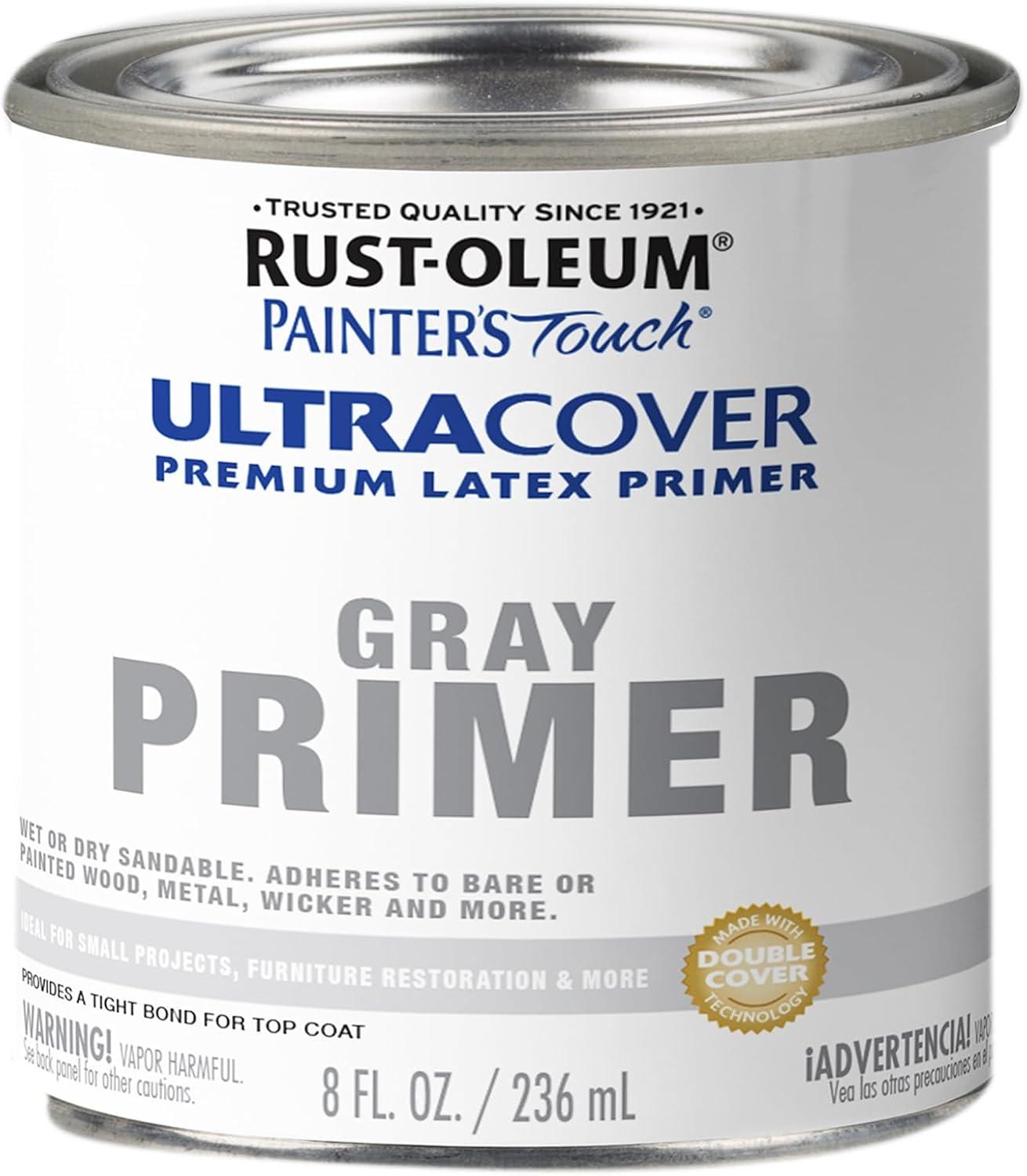 image:imageRustOleum 267334 Painters Touch Latex Paint Quart Satin Hunt Club Green 1 Quarts Pack of 1Flat Gray Primer