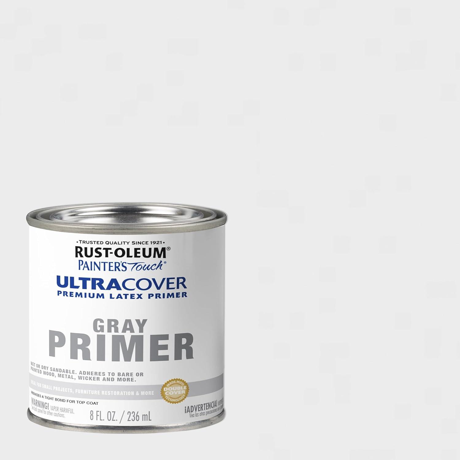 image:imageRustOleum 267334 Painters Touch Latex Paint Quart Satin Hunt Club Green 1 Quarts Pack of 1Flat Gray Primer