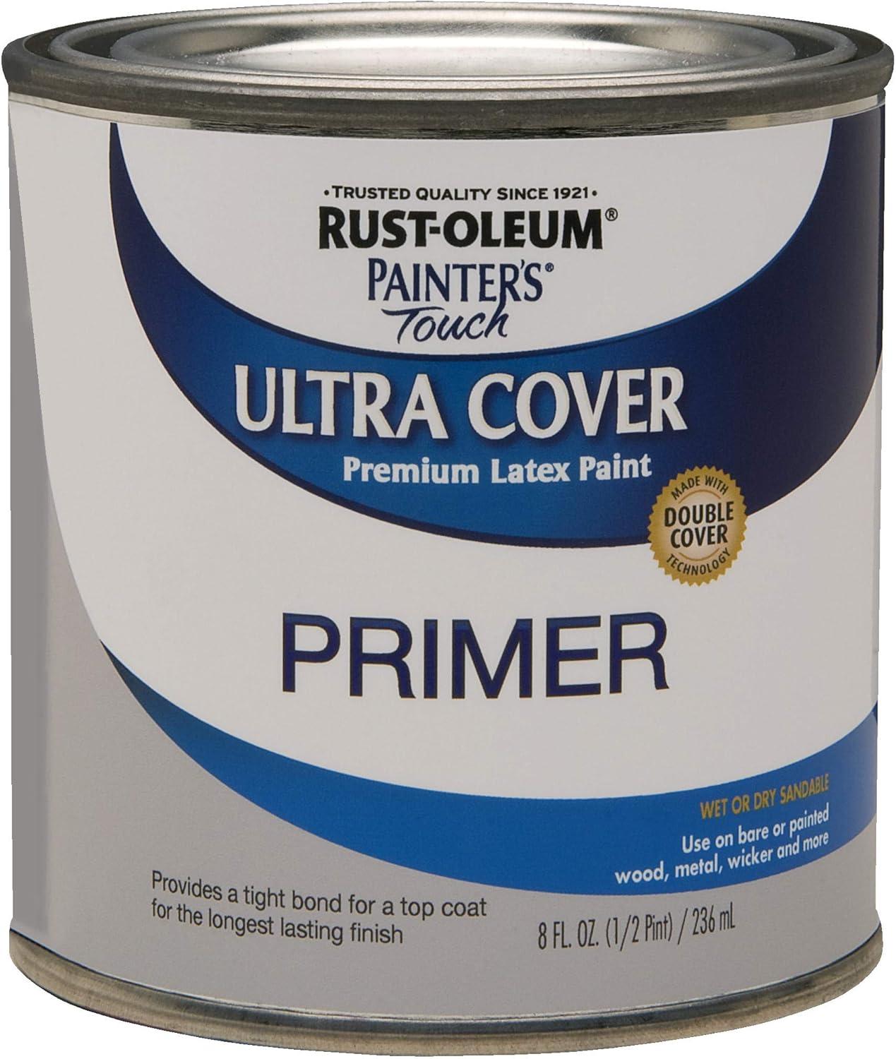image:imageRustOleum 267334 Painters Touch Latex Paint Quart Satin Hunt Club Green 1 Quarts Pack of 1Flat Gray Primer