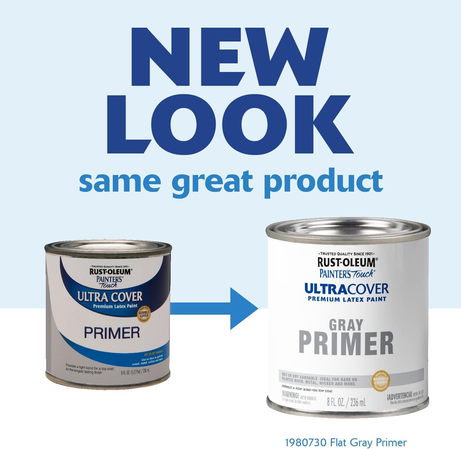 image:imageRustOleum 267334 Painters Touch Latex Paint Quart Satin Hunt Club Green 1 Quarts Pack of 1Flat Gray Primer