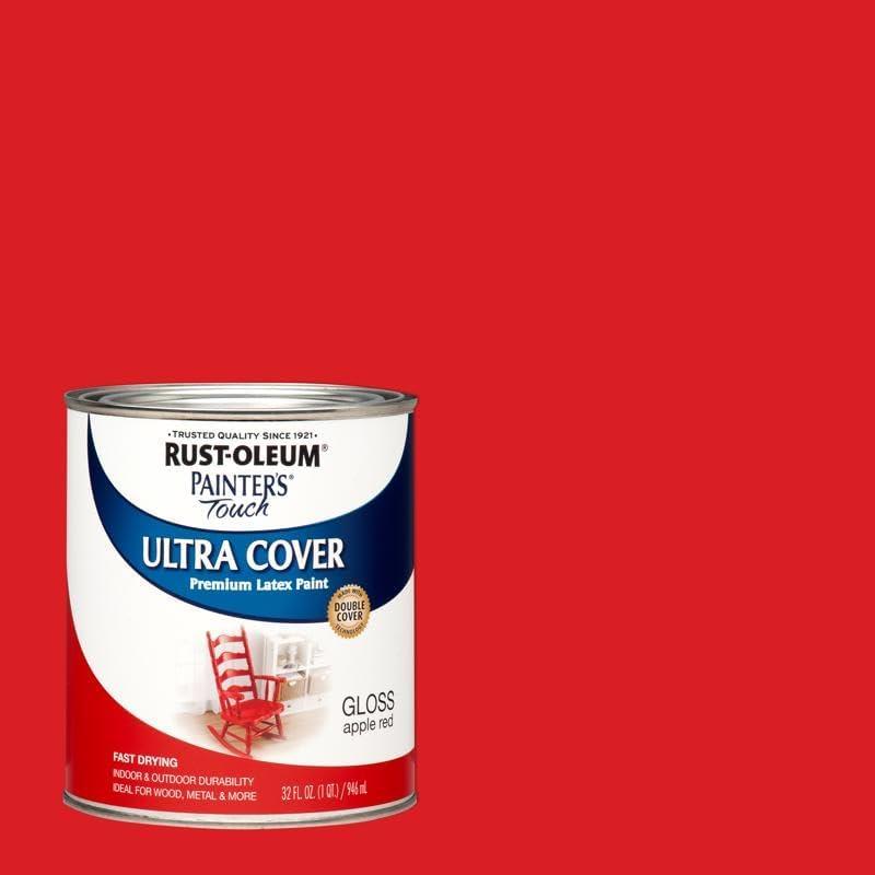 image:imageRustOleum 267334 Painters Touch Latex Paint Quart Satin Hunt Club Green 1 Quarts Pack of 1Gloss Apple Red