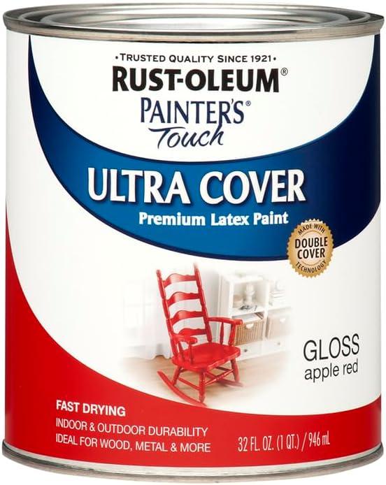 image:imageRustOleum 267334 Painters Touch Latex Paint Quart Satin Hunt Club Green 1 Quarts Pack of 1Gloss Apple Red