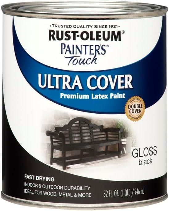 image:imageRustOleum 267334 Painters Touch Latex Paint Quart Satin Hunt Club Green 1 Quarts Pack of 1Gloss Black