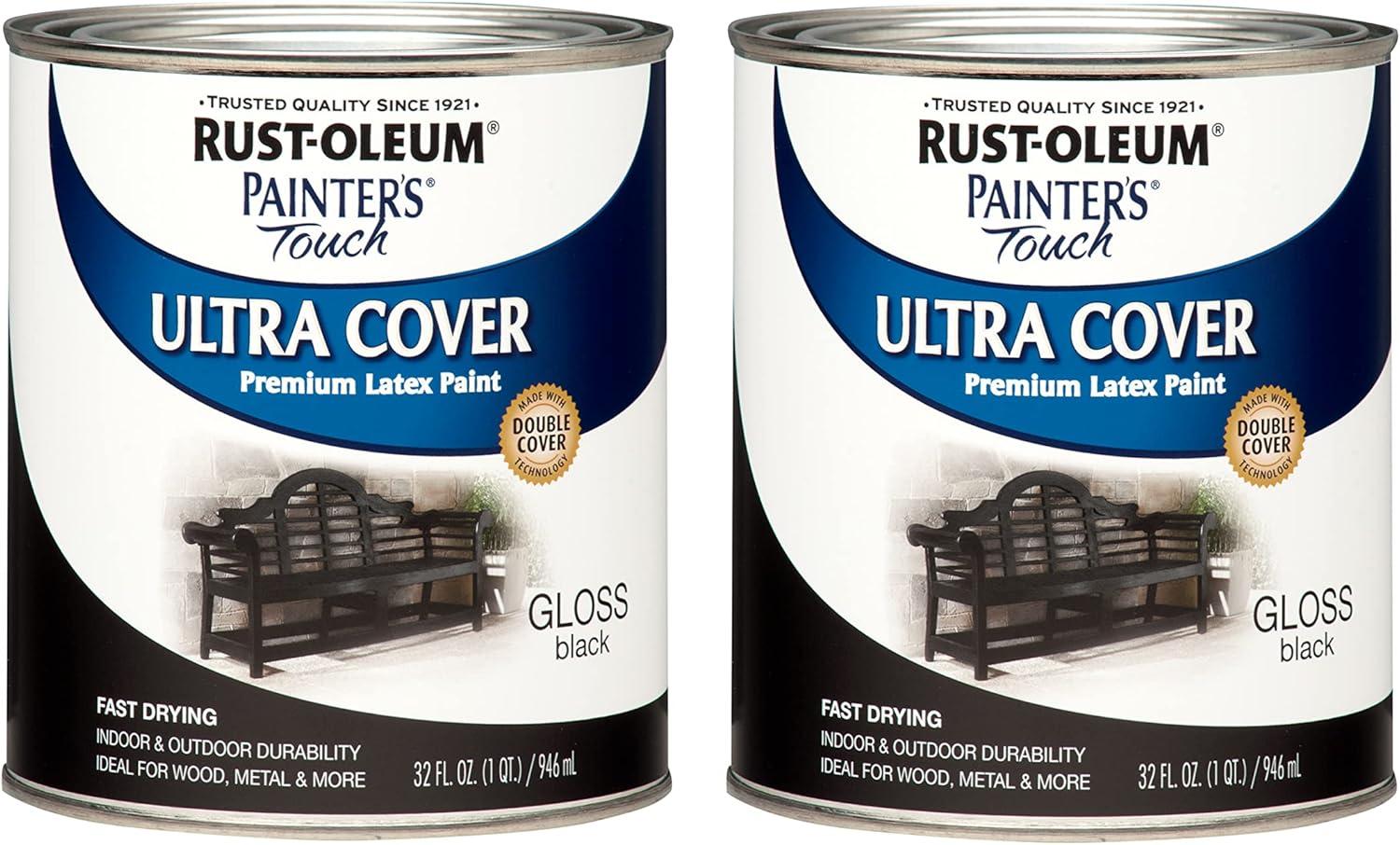 image:imageRustOleum 267334 Painters Touch Latex Paint Quart Satin Hunt Club Green 1 Quarts Pack of 1Gloss Black