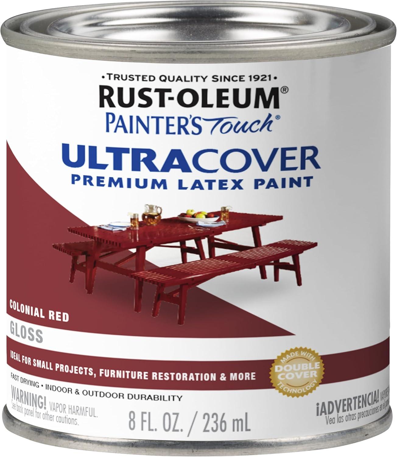 image:imageRustOleum 267334 Painters Touch Latex Paint Quart Satin Hunt Club Green 1 Quarts Pack of 1Gloss Colonial Red
