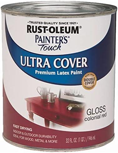 image:imageRustOleum 267334 Painters Touch Latex Paint Quart Satin Hunt Club Green 1 Quarts Pack of 1Gloss Colonial Red