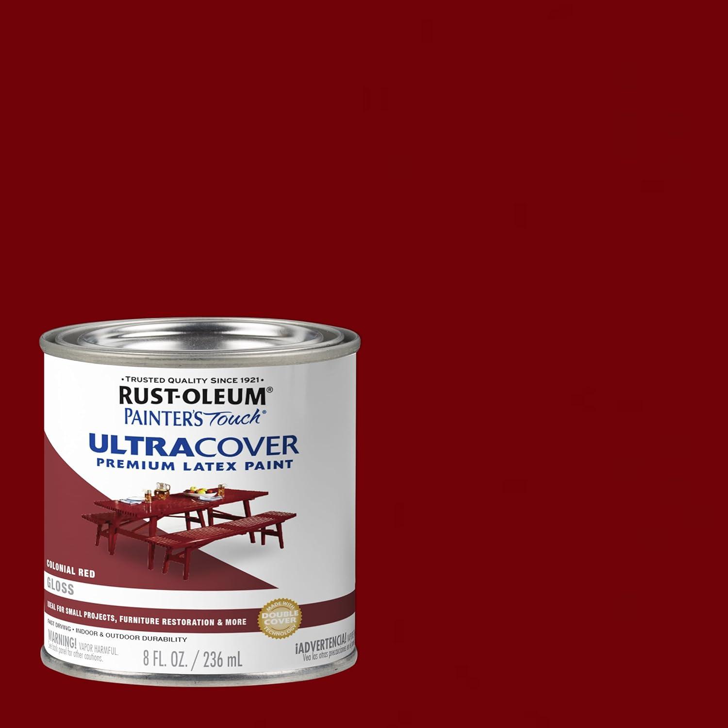 image:imageRustOleum 267334 Painters Touch Latex Paint Quart Satin Hunt Club Green 1 Quarts Pack of 1Gloss Colonial Red
