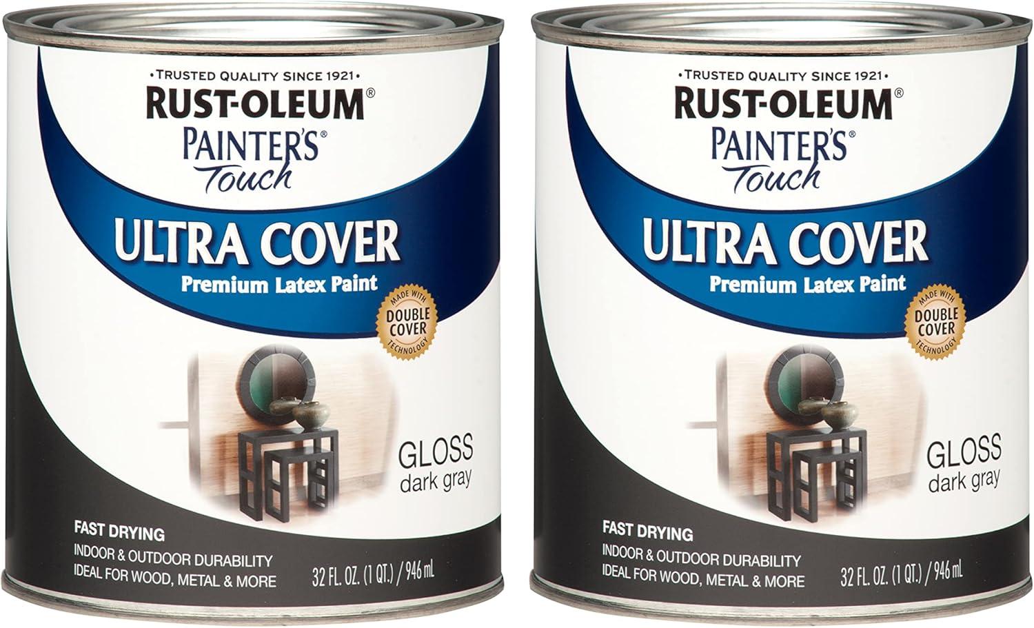 image:imageRustOleum 267334 Painters Touch Latex Paint Quart Satin Hunt Club Green 1 Quarts Pack of 1Gloss Dark Gray