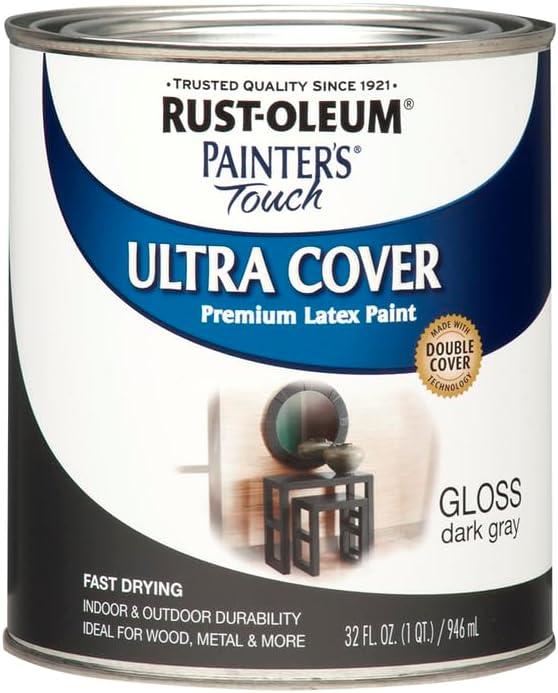 image:imageRustOleum 267334 Painters Touch Latex Paint Quart Satin Hunt Club Green 1 Quarts Pack of 1Gloss Dark Gray