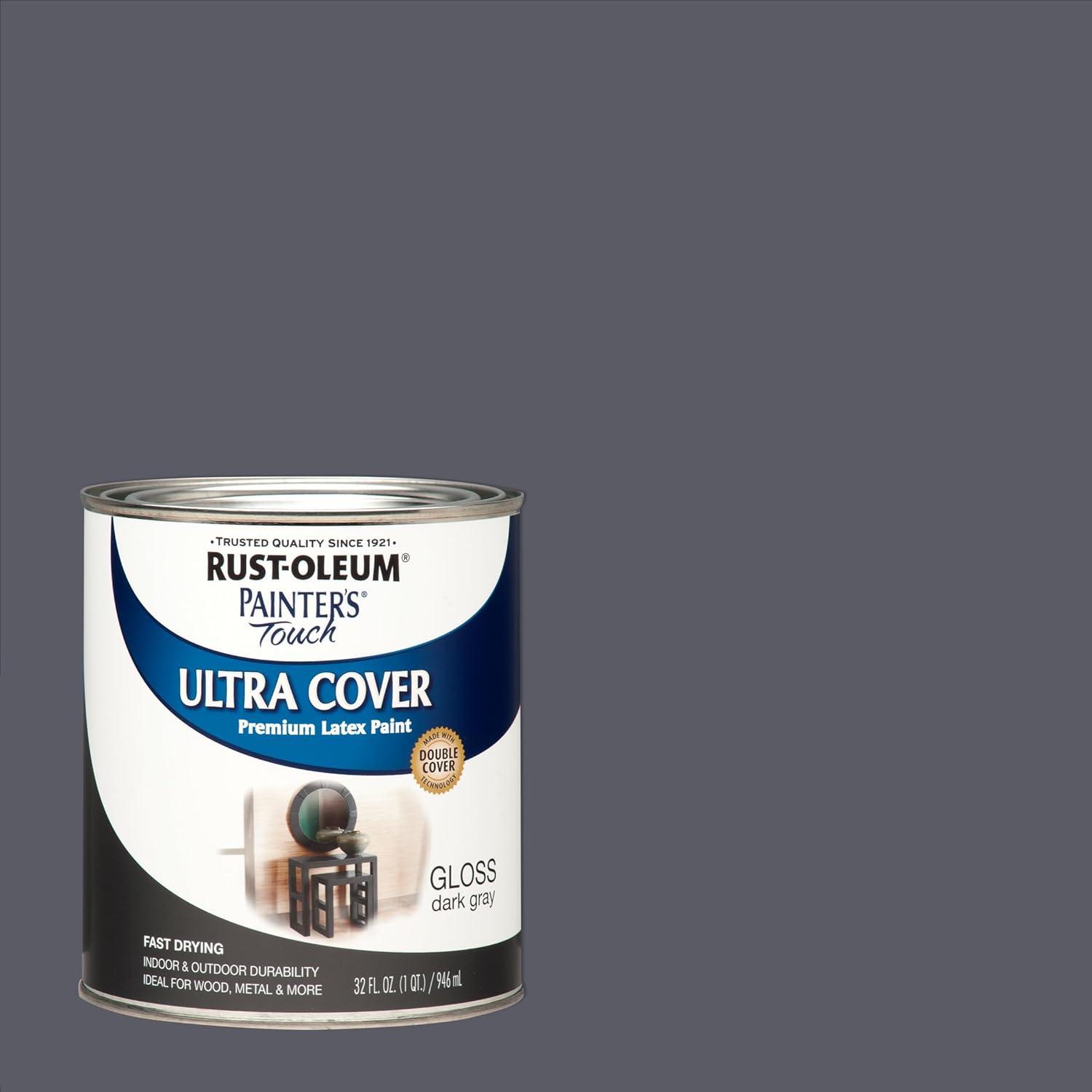 image:imageRustOleum 267334 Painters Touch Latex Paint Quart Satin Hunt Club Green 1 Quarts Pack of 1Gloss Dark Gray