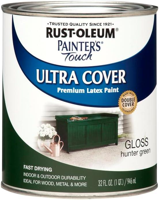 image:imageRustOleum 267334 Painters Touch Latex Paint Quart Satin Hunt Club Green 1 Quarts Pack of 1Gloss Hunter Green
