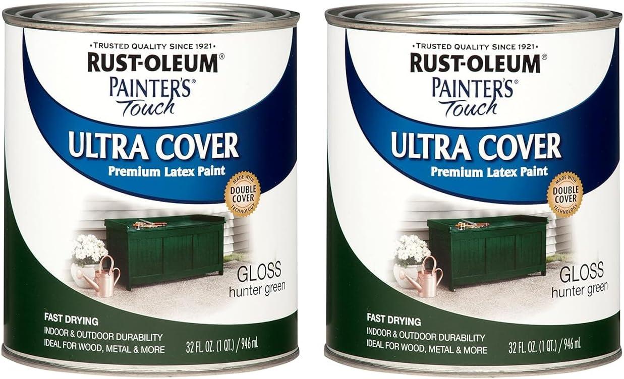 image:imageRustOleum 267334 Painters Touch Latex Paint Quart Satin Hunt Club Green 1 Quarts Pack of 1Gloss Hunter Green