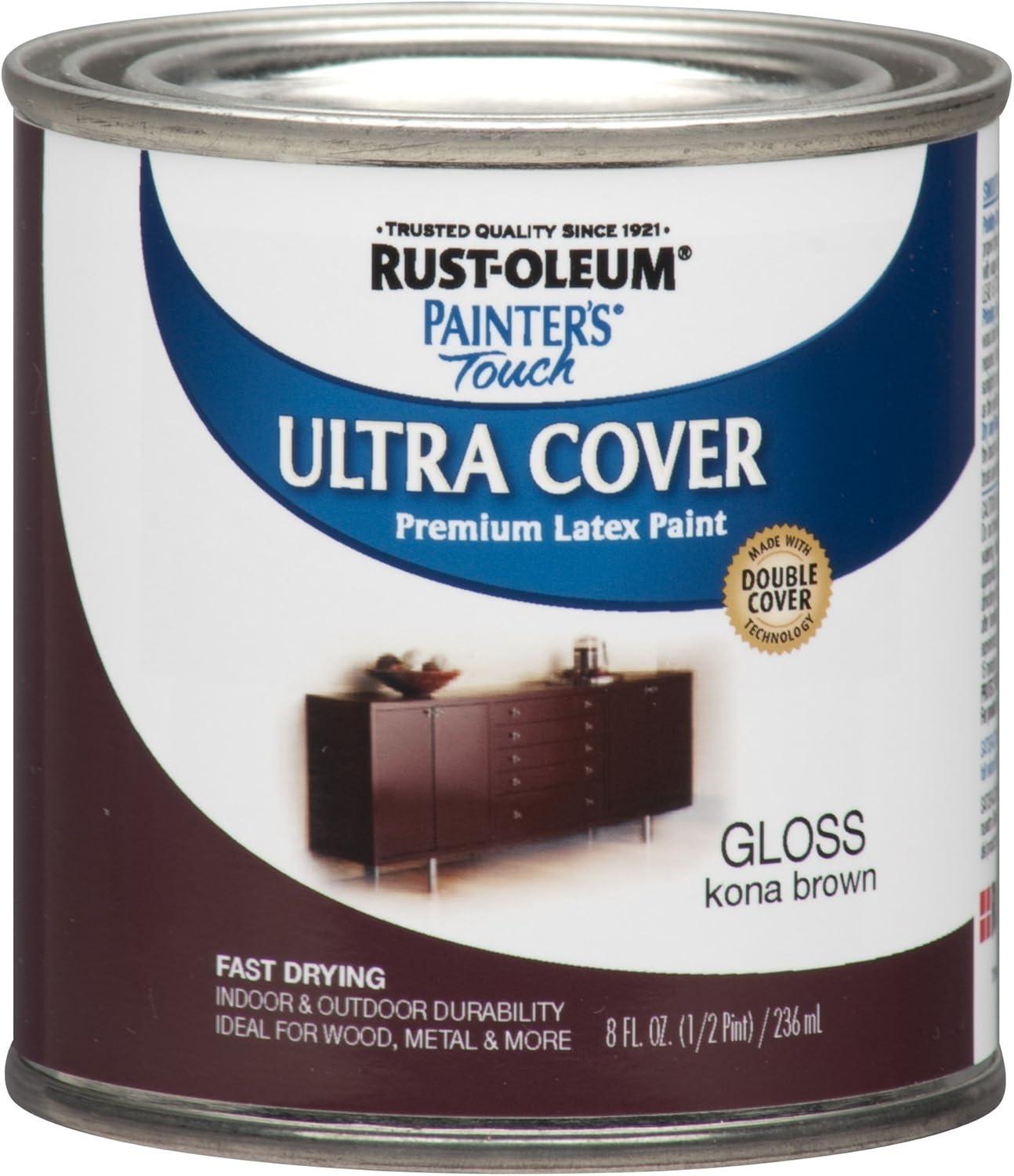 image:imageRustOleum 267334 Painters Touch Latex Paint Quart Satin Hunt Club Green 1 Quarts Pack of 1Gloss Kona Brown