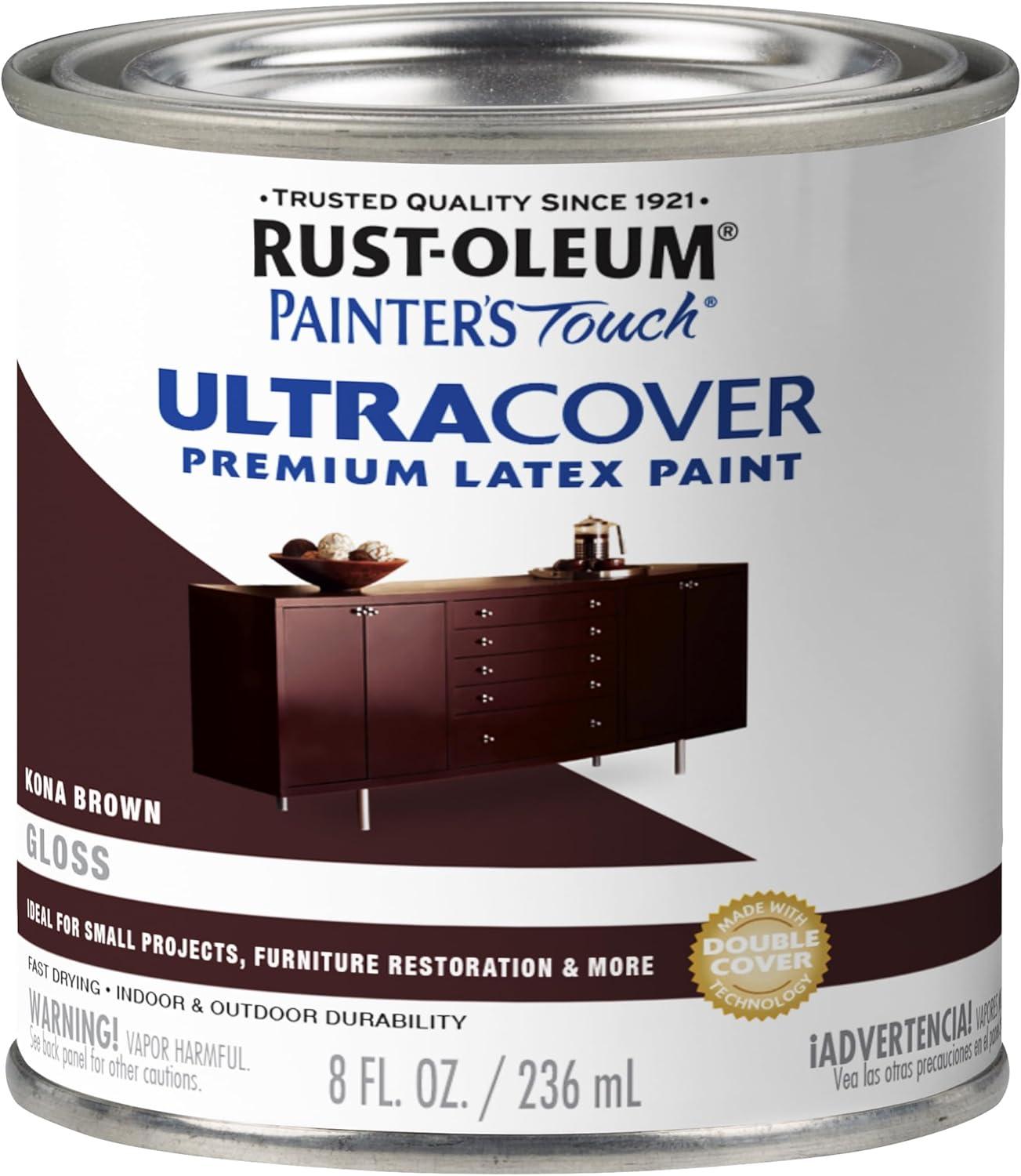 image:imageRustOleum 267334 Painters Touch Latex Paint Quart Satin Hunt Club Green 1 Quarts Pack of 1Gloss Kona Brown