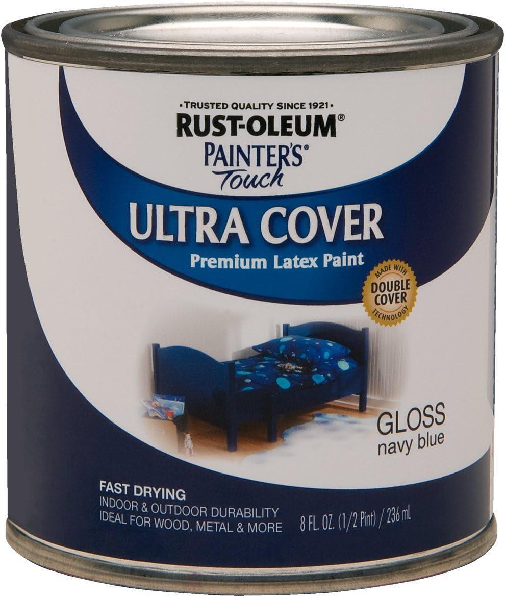 image:imageRustOleum 267334 Painters Touch Latex Paint Quart Satin Hunt Club Green 1 Quarts Pack of 1Gloss Navy Blue