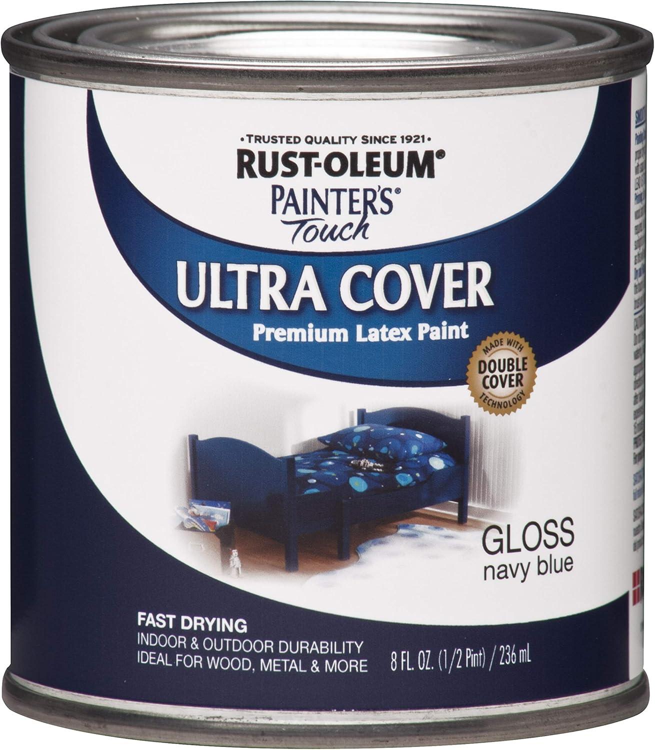 image:imageRustOleum 267334 Painters Touch Latex Paint Quart Satin Hunt Club Green 1 Quarts Pack of 1Gloss Navy Blue