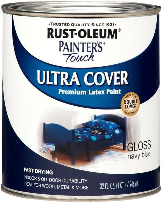 image:imageRustOleum 267334 Painters Touch Latex Paint Quart Satin Hunt Club Green 1 Quarts Pack of 1Gloss Navy Blue