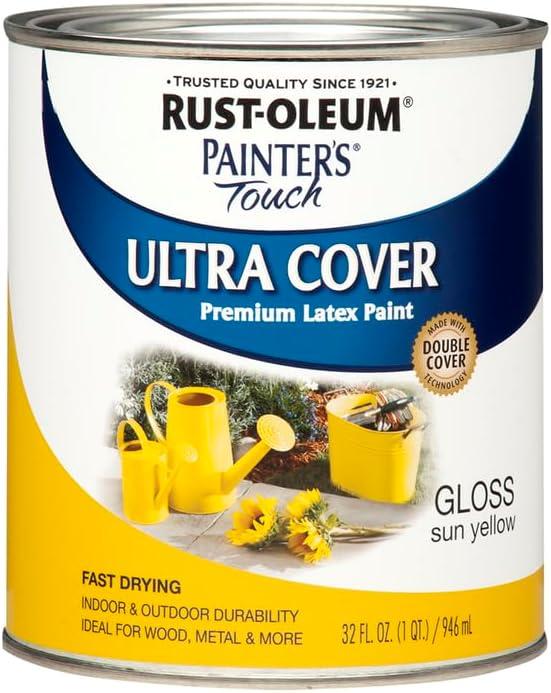 image:imageRustOleum 267334 Painters Touch Latex Paint Quart Satin Hunt Club Green 1 Quarts Pack of 1Gloss Sun Yellow